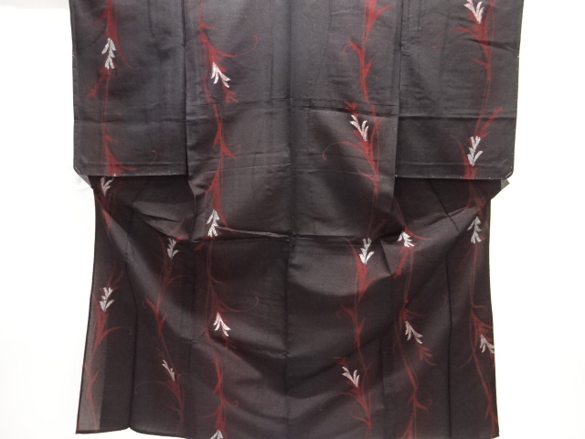 大正ロマン　紗 草葉模様織り出し着物